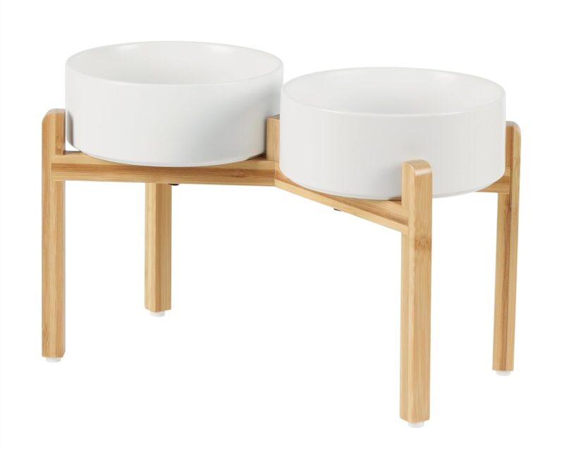 Keramik-Hochgestelltes Doppel-Schalen-Set mit Ständer
