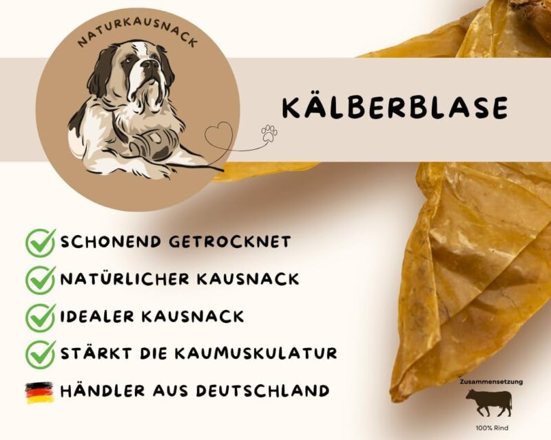 Getrocknete Kälberblase flach für Hunde - 100% Rind