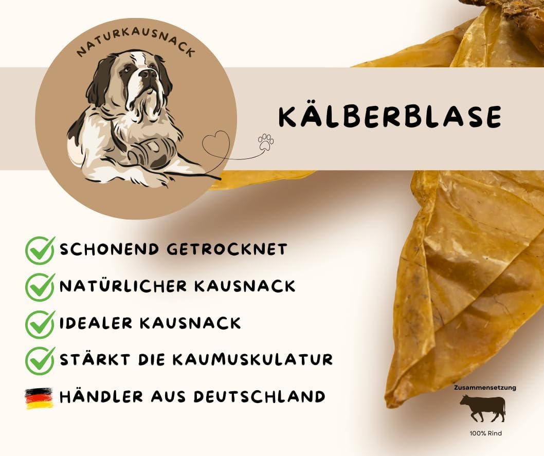 Getrocknete Kälberblase flach für Hunde - 100% Rind