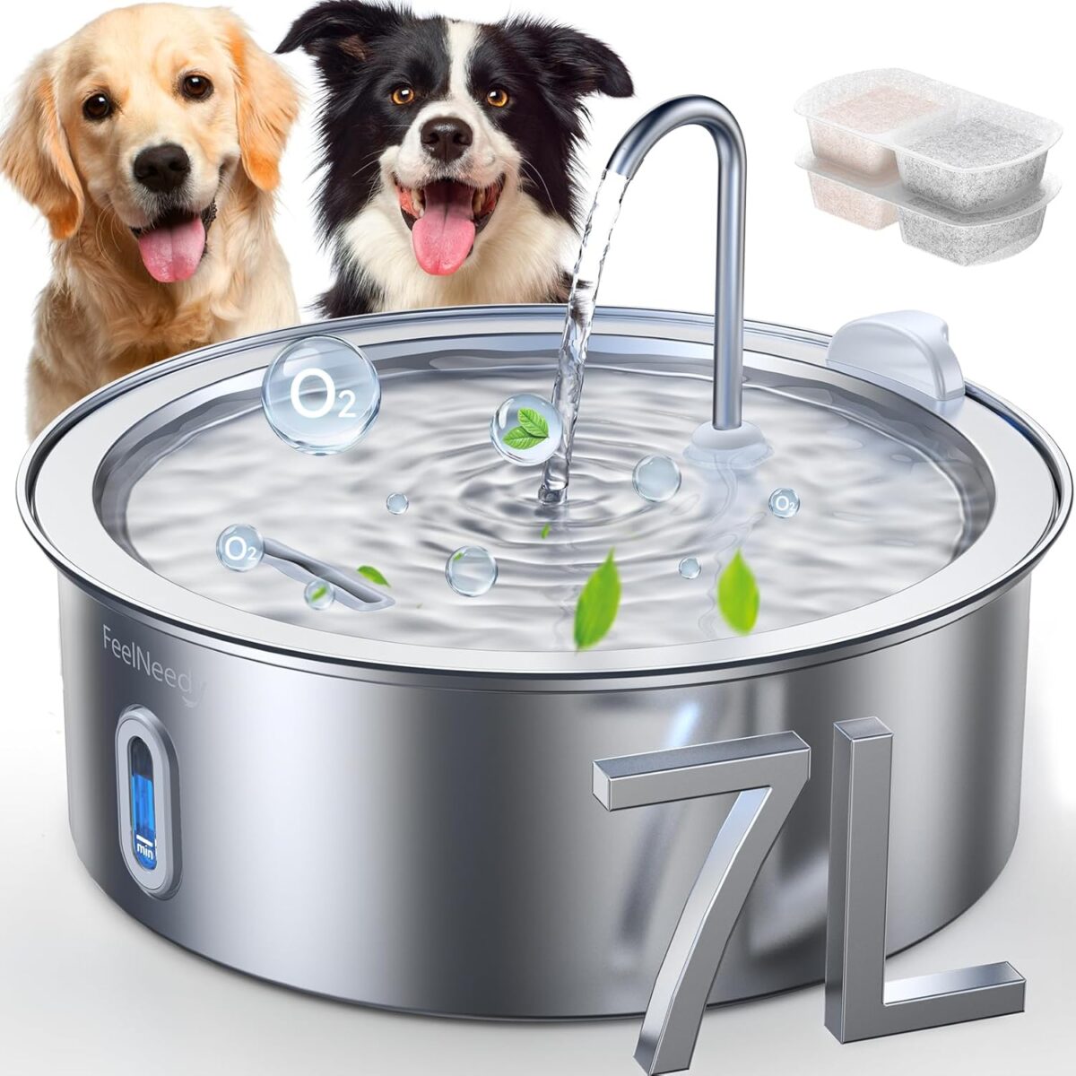 FEELNEEDY 7L Trinkbrunnen für Hunde Edelstahl